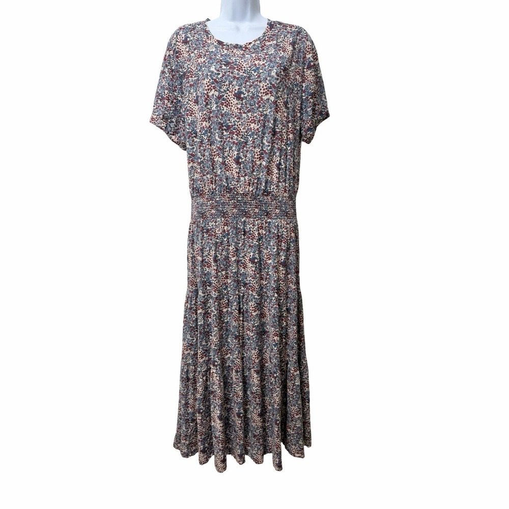Nation LTD Large Martine Floral Drop Waist Knit Midi Dress Size L Multicolor